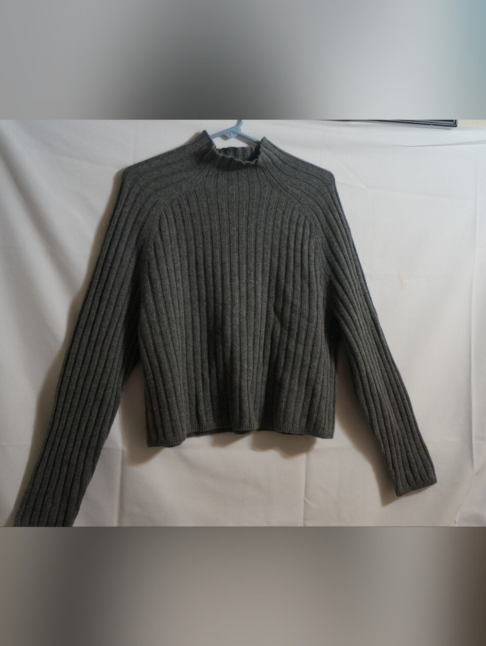 Everlane Funnel-Neck Cropped Sweater in Wool Cashmere Gray Size XXL - Picture 8 of 14